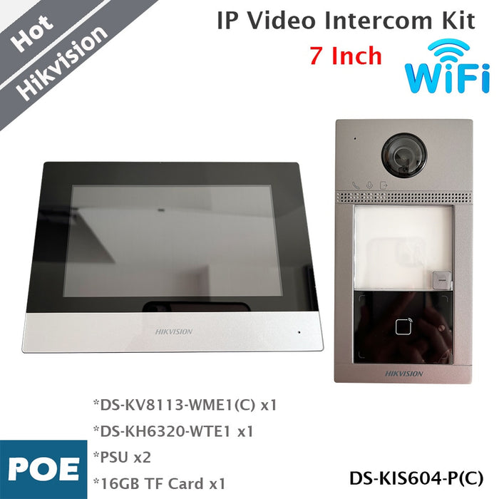 Hikvision Wi-Fi IP video intercom kit with 7-inch colour screen