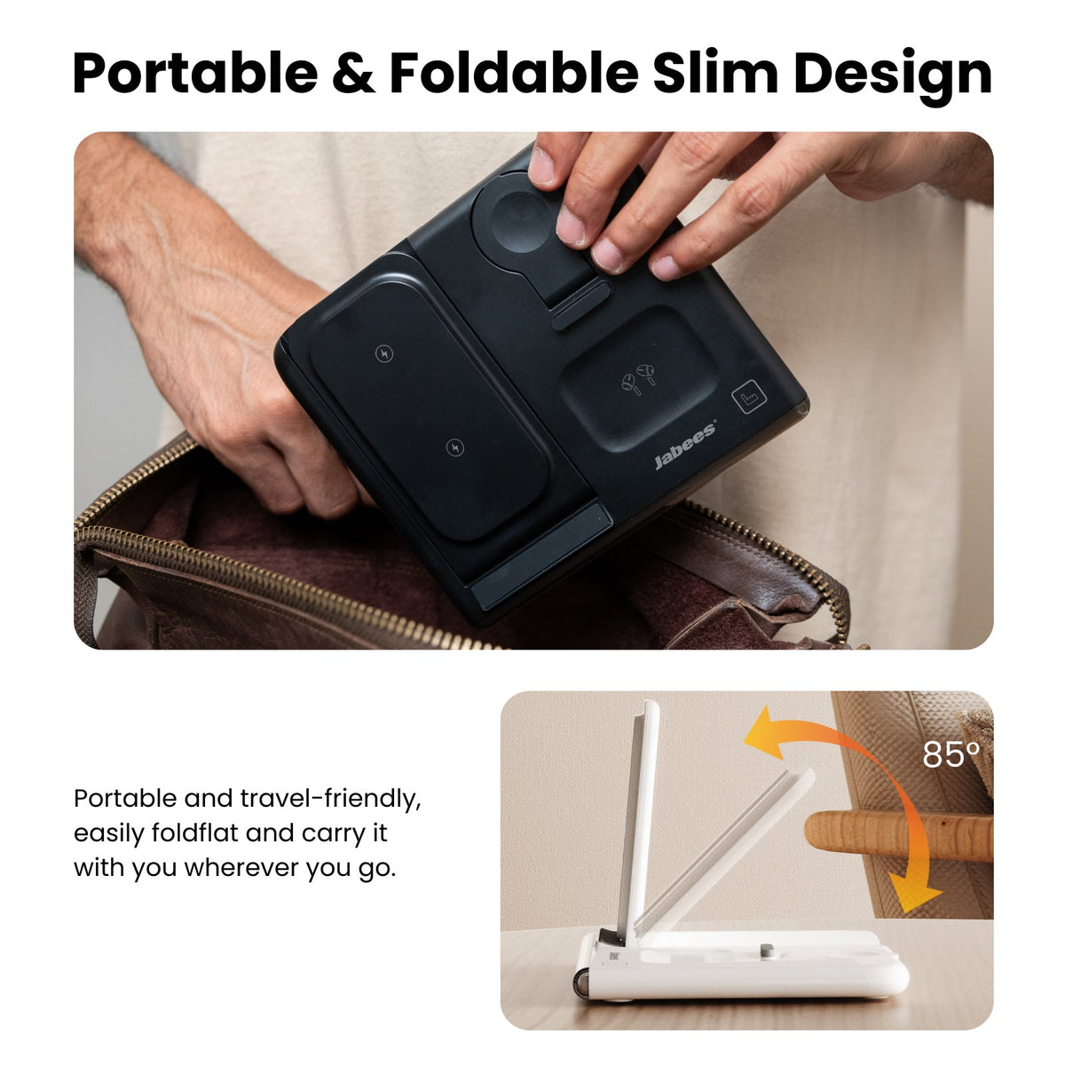 Chargeur sans fil pliable 4 en 1 Jabees PowerGlow avec lumière LED