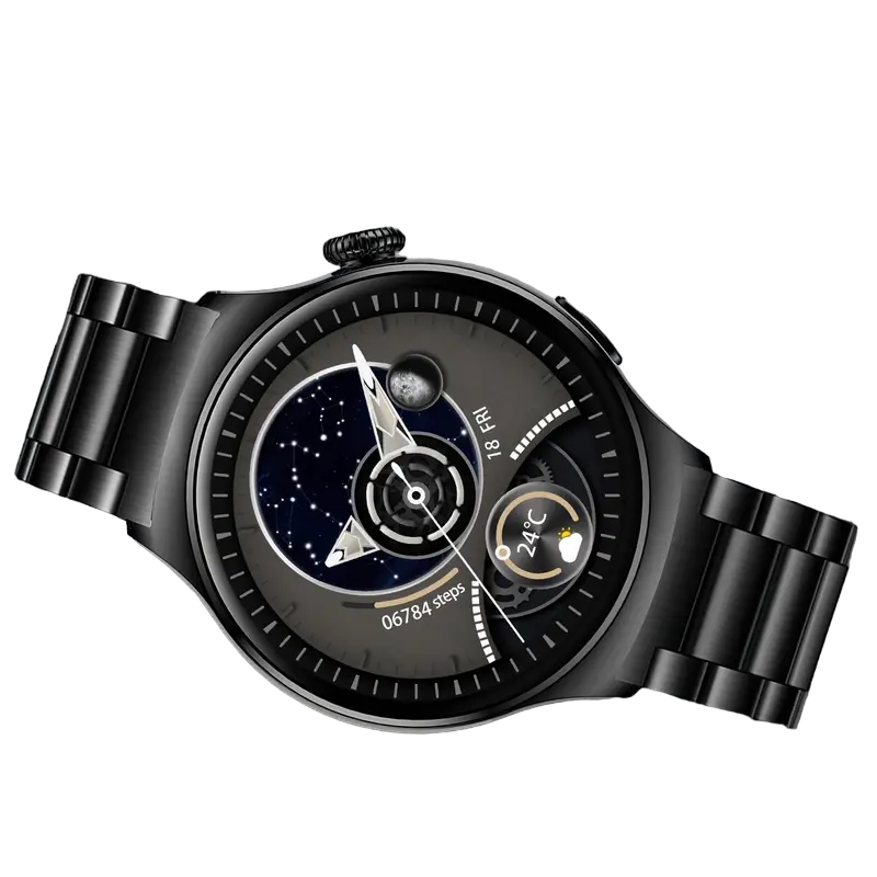 Montre connectée de sport à grand écran pour homme, noire