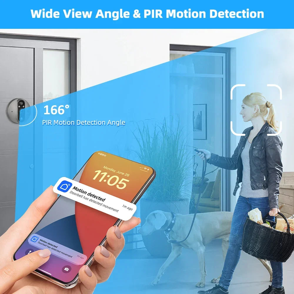 Intelligenter digitaler WLAN-Türspion mit Kamera und Klingel
