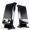 Black compact USB laptop speakers with volume control