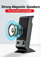 Black compact USB laptop speakers with volume control
