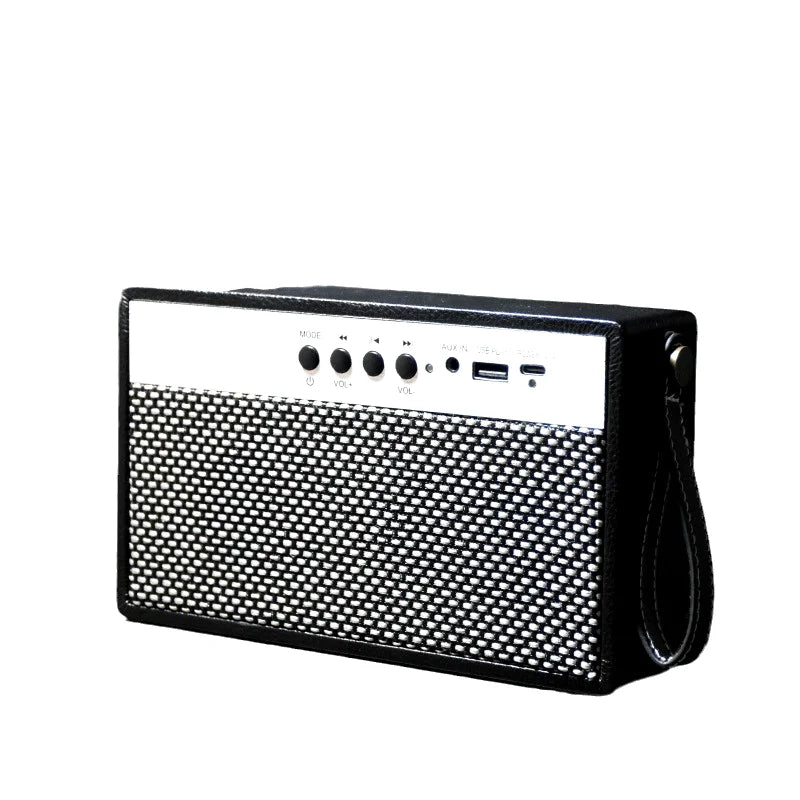 Tragbarer Mini-Bluetooth-Lautsprecher im Retro-Look, Schwarz