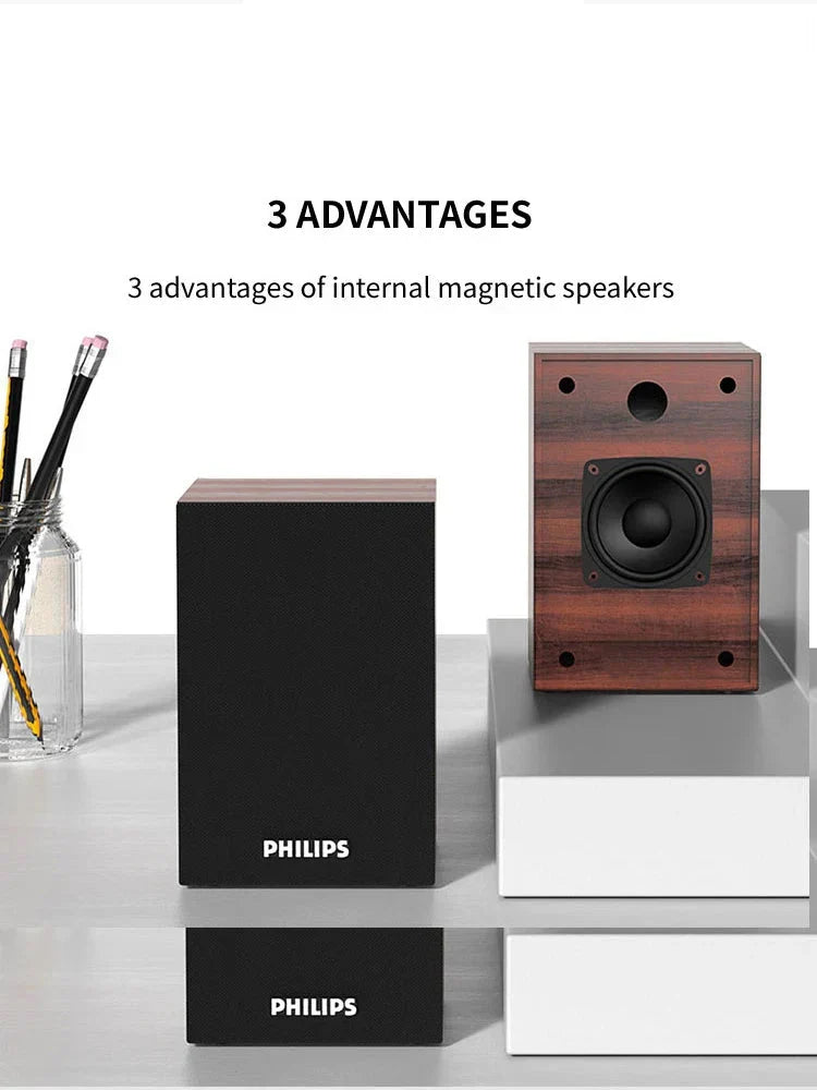 Brown Bluetooth speaker with wood finish