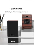 Brown Bluetooth speaker with wood finish