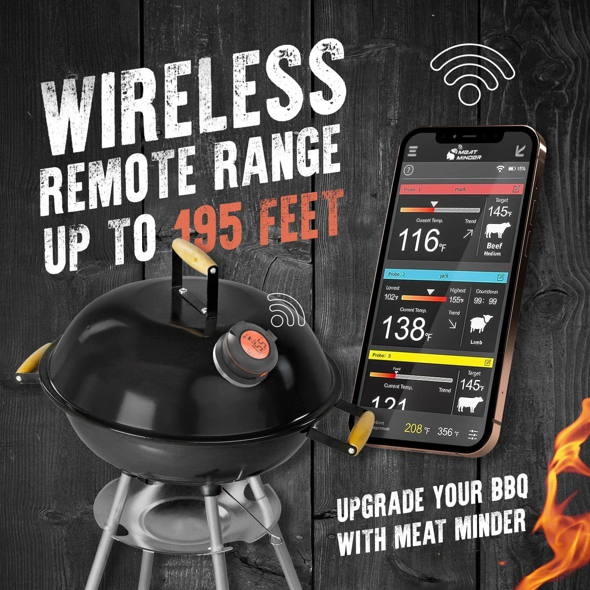 Grill Smart Wireless Meat Thermometer Black-3
