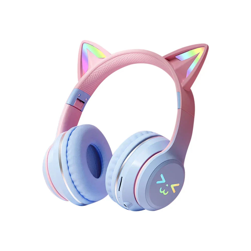 Bluetooth-Kopfhörer mit Katzenohren, blau