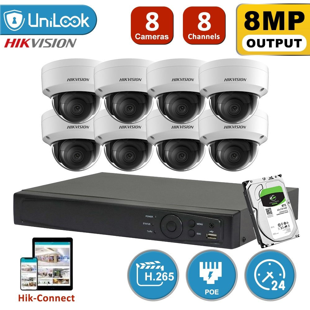 Hikvision 4K 8-MP-IP-Videoüberwachungsset mit PoE, DS-2CD2185FWD-IS
