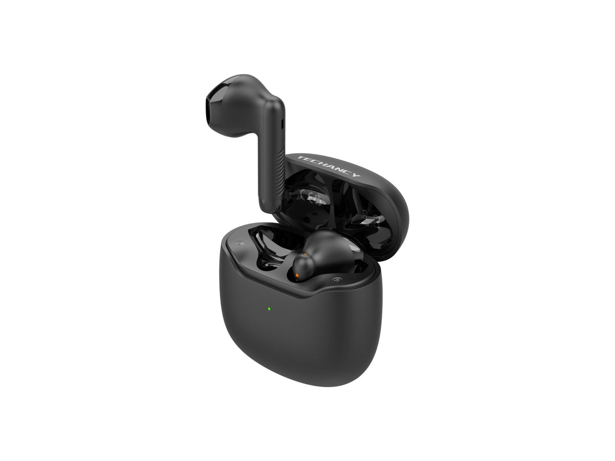 Écouteurs Techancy KP2709 TWS Bluetooth 5.3, 10 m, 5 h de musique, boîtier 320 mAh, noirs