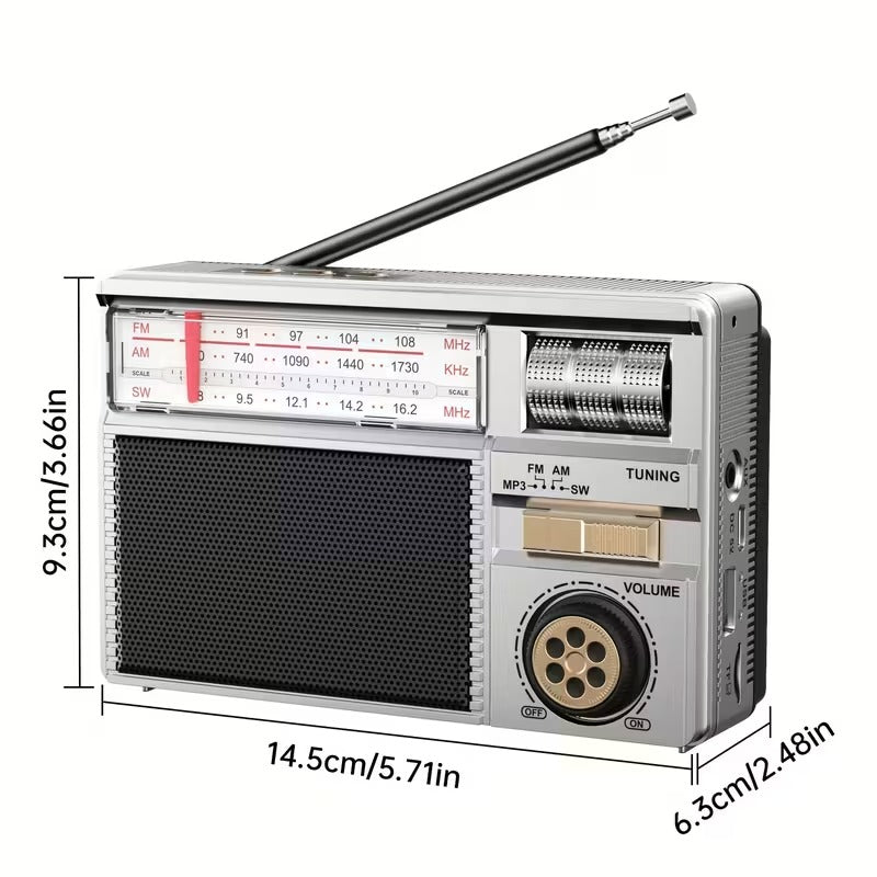 Radio portable multifonction FM/AM/Bluetooth/solaire