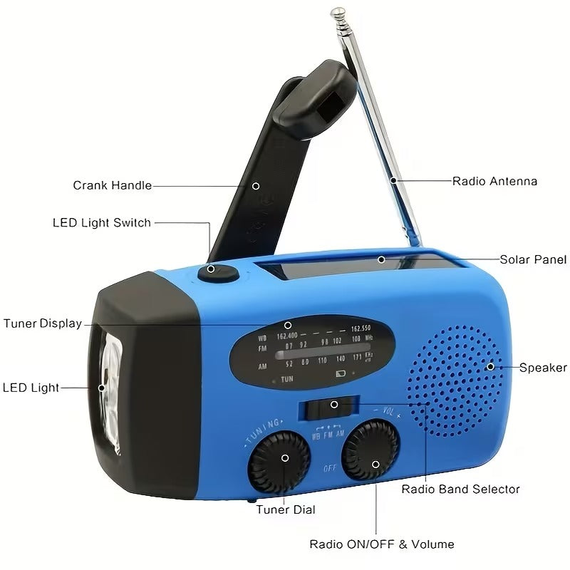 Emergency radio with torch and power bank